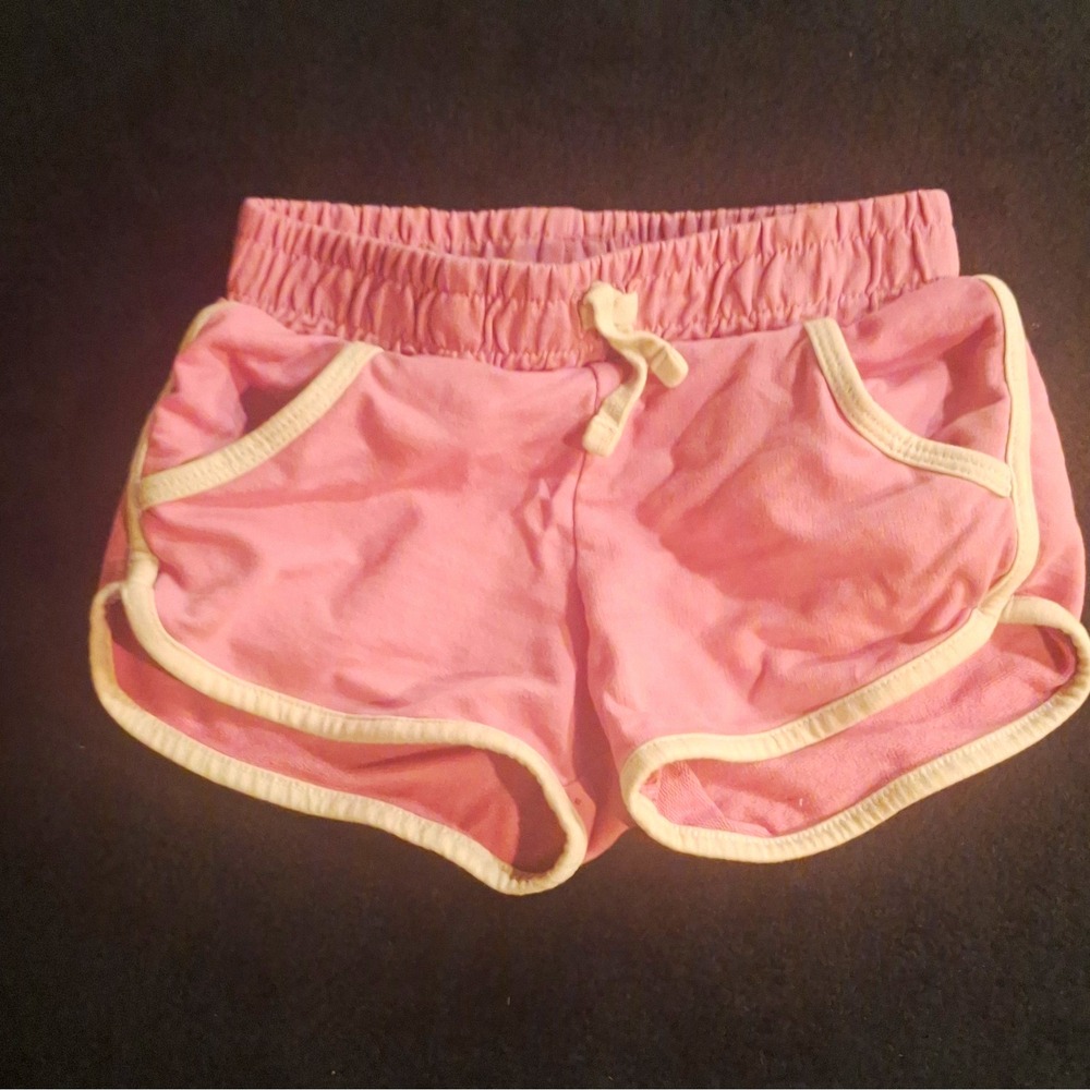 Falls Creek Girls Pink Athletic Shorts S 6 6X Drawstring Waist Pink White